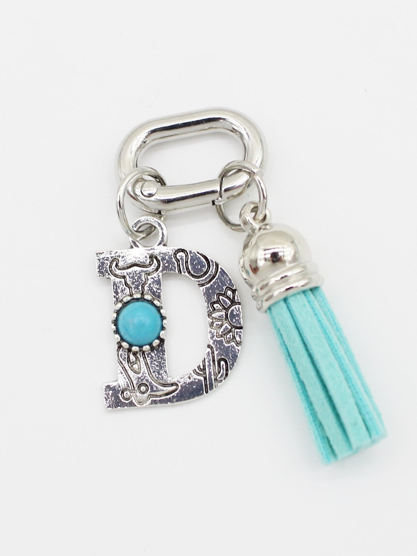 Wholesale ethnic style turquoise 26 letter tassel pendant